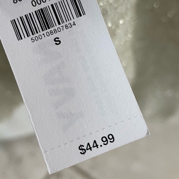 NWT Old Navy Ivory Gold Metallic Textured Shine Crop Button V Neck Cardigan - Picture 5 of 13